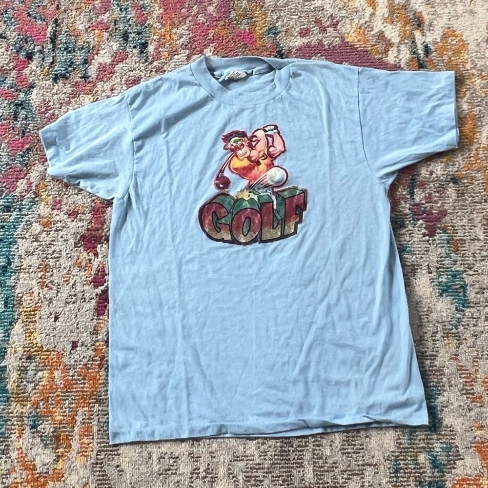 Vintage 1980s Golf Humor Cartoon Graphic Tee Top Shirt